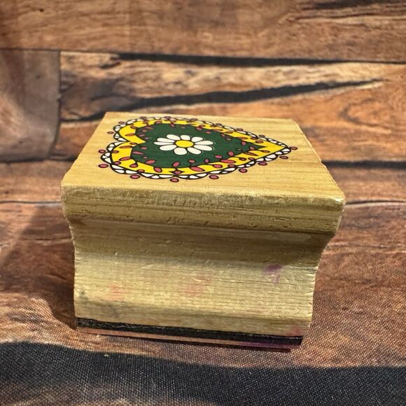 Flower & Heart Rubber Stamp Wooden Mounted Crafting Scrapbooking Cards Floral - Picture 4 of 9